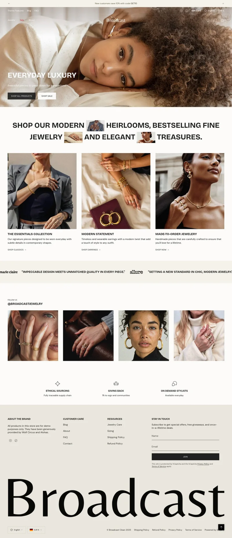 Aperçu du thème Shopify Broadcast