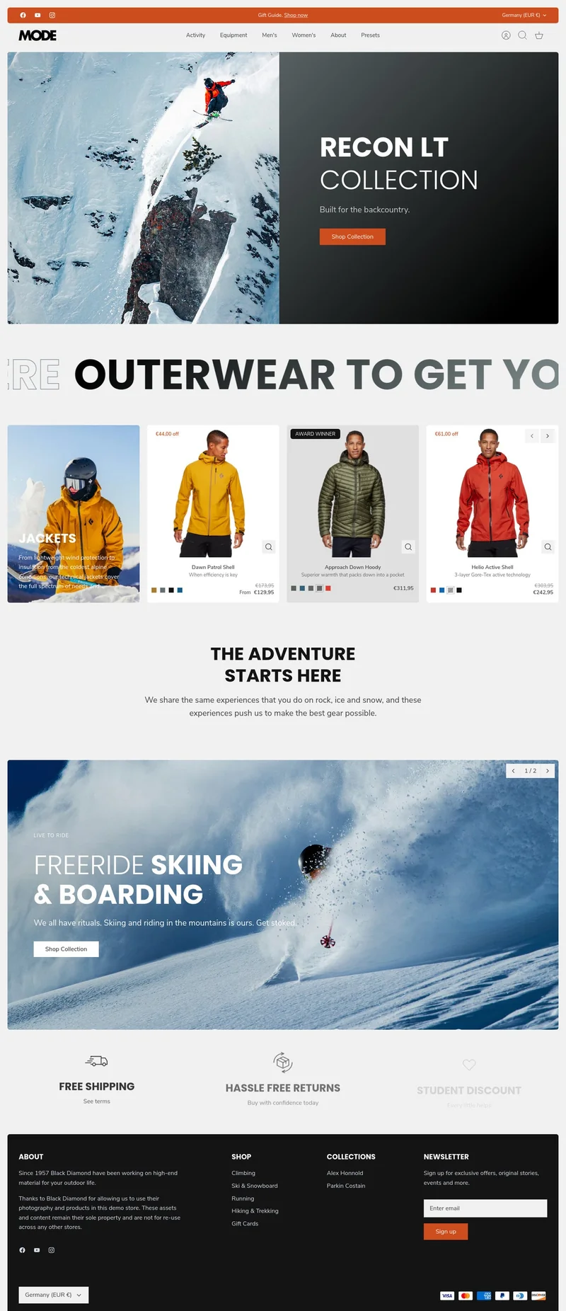 Aperçu du thème Shopify Mode