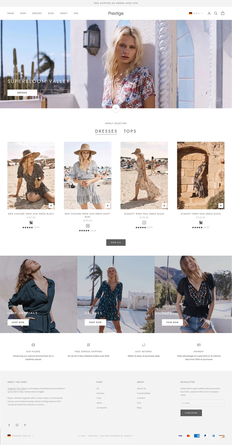 Aperçu du thème Shopify Prestige
