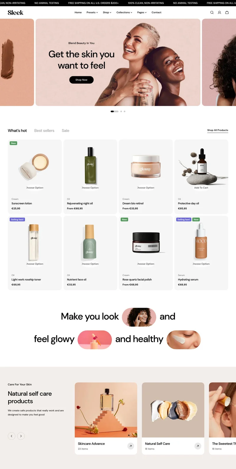 Aperçu du thème Shopify Sleek